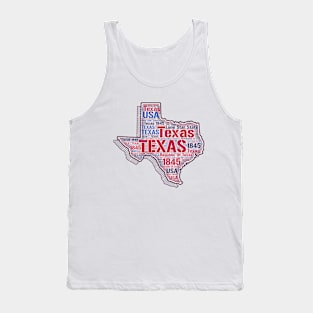 Texas Map Word Art Texas State Words Cloud Texas State Tank Top